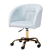 Baxton Studio Ravenna Contemporary Glam and Luxe Aqua Velvet Fabric and Gold Metal Swivel Office Chair